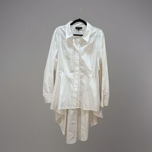 Lane Bryant White Modern Poetcore High-Low Peplum‎ Tunic Top Size 20 Minimalist